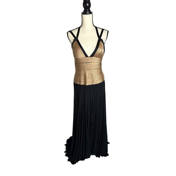 Nina Austin Dresses & Skirts - Nina Austin Dress Vintage Long Gold Strappy Top Black Skirt GORGEOUS Party Large